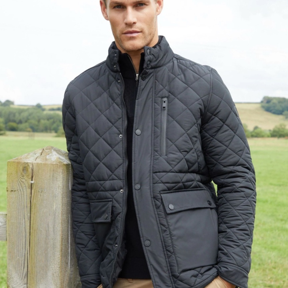 Men's Quilted Lightweight Shirt Jacket - Black